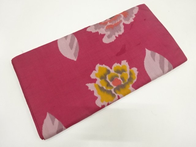 JAPANESE KIMONO / ANTIQUE FABRIC CLOTH BOLT / MEISEN / WOVEN FLOWER